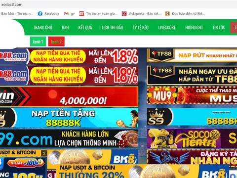 Loạt website Xoilac, Game88 có dấu hiệu vi phạm pháp luật