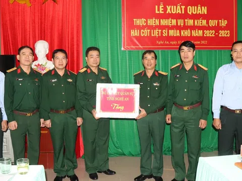 Xuất quân thực hiện nhiệm vụ tìm kiếm, quy tập hài cốt liệt sĩ trên đất nước bạn Lào mùa khô 2022 – 2023