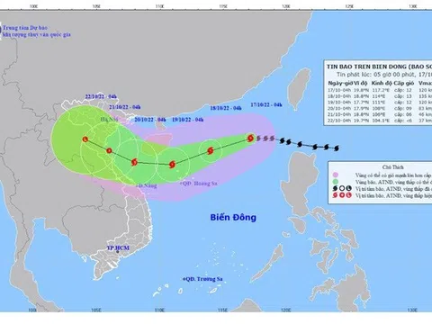 Bão số 6 giật cấp 14 cách quần đảo Hoàng Sa 720km