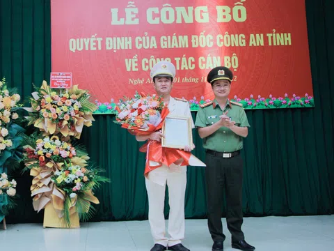 Yên Thành (Nghệ An): Lễ công bố Quyết định của Giám đốc Công an tỉnh về công tác cán bộ