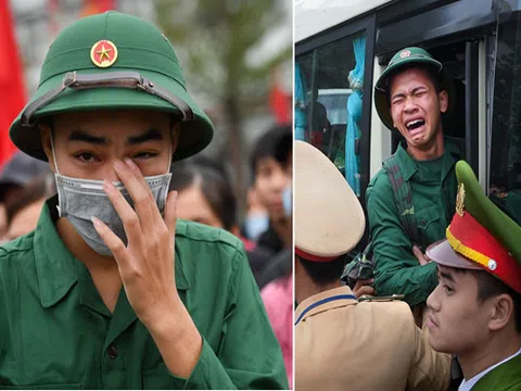 Tân binh vỡ òa nước mắt, quyến luyến ôm tạm biệt người yêu khi phải lên đường nhập ngũ