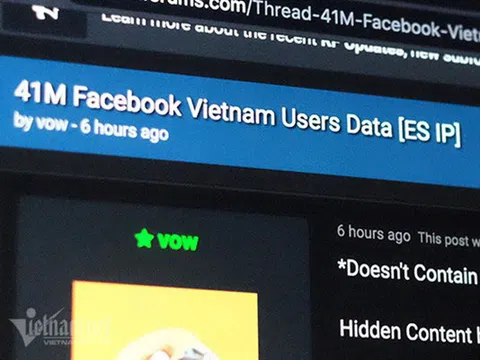 Nóng: Thông tin của 41 triệu người dùng Facebook Việt Nam đang bị hacker rao bán