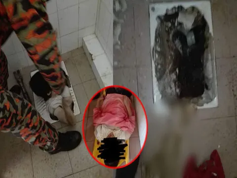 Vào nhà vệ sinh ngồi xổm theo cách quen thuộc, cô gái trượt chân xuống dưới, bất tỉnh nhân sự