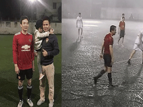 Đam mê thể thao, Phó Thủ Tướng Vũ Đứс Đam cháy hết mình trên sân bóng dưới trời mưa tối qua