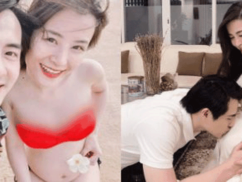 Đông Nhi lần đầu khoe cận cảnh bụng bầu 5 tháng với bikini gợi cảm