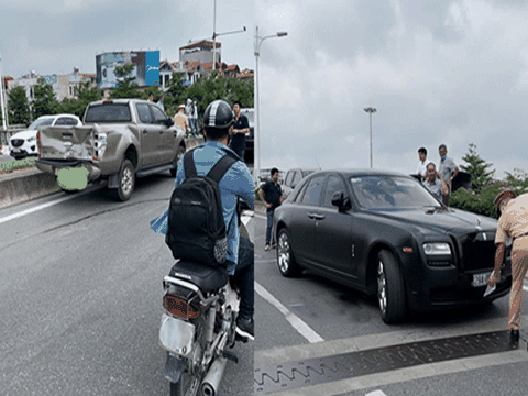 Pha “chạm môi” liên hoàn không đáng có trên cầu vượt, đỉnh điểm là cú “hôn” sâu giữa Ford và Rolls Royce Ghost