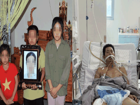 Nghệ An: Cha nguy kịch phải thở máy, 3 con thơ mồ côi mẹ cầu cứu