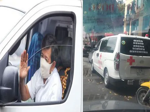 Xe chở bệnh nhân miễn phí của ông Đoàn Ngọc Hải bất ngờ xuất hiện dòng chữ phía sau, cộng đồng mạng rần rần tặng lời khen