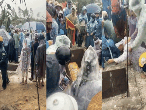 Nhiều người dân tiễn đưa 2 mẹ con người phụ nữ bị nước lũ cuốn trôi ở Huế: Ngoài trời vẫn mưa...