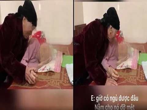 Xúc động cụ bà 99 tuổi sang thăm em gái 93 tuổi ốm nặng: "Chị ở đây chơi với em tí nữa"