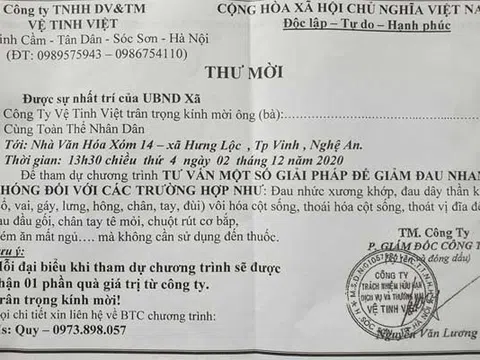 Nghệ An: Đình chỉ doanh nghiệp tư vấn sức khỏe để bán hàng cho người già