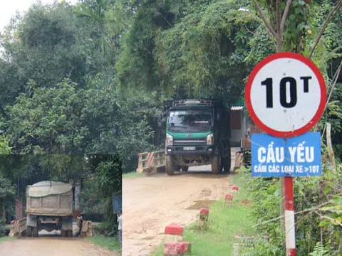 Hà Tĩnh: Dàn xe có dấu hiệu quá tải ngày ngày “dắt” nhau qua cây cầu yếu