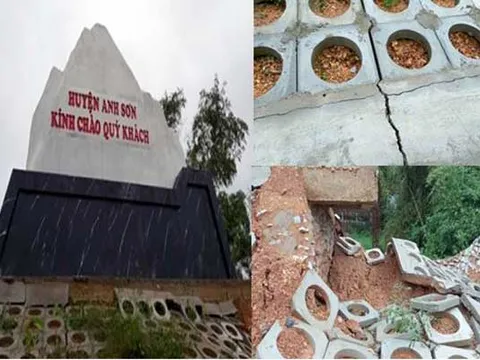 Nghệ An: Công trình chào mừng Đại hội Đảng bộ huyện Anh Sơn xuống cấp sau gần 6 tháng sử dụng